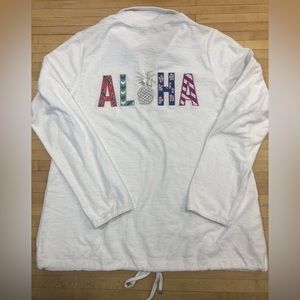 Tommy Bahama Women’s White 1/2 Zip Aloha pullover Sz Small